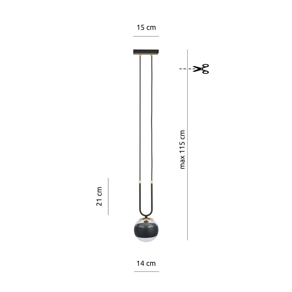 Emibig GLAM lampada a sospensione E14 nera oro Ø15 cm