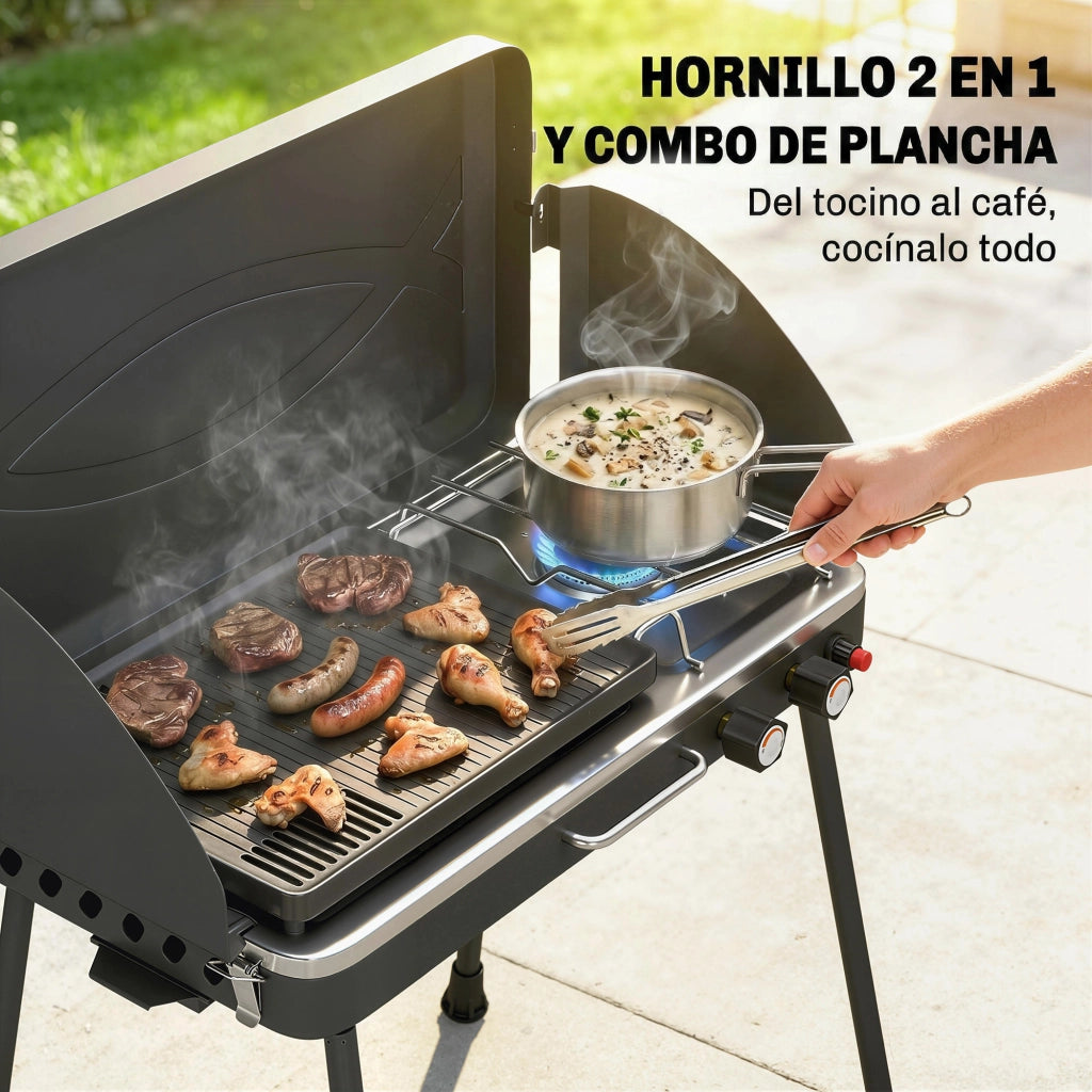 Barbecue a Gas Portatile 2 in 1 ¨C Minimal ¨C 7 kW Grigio
