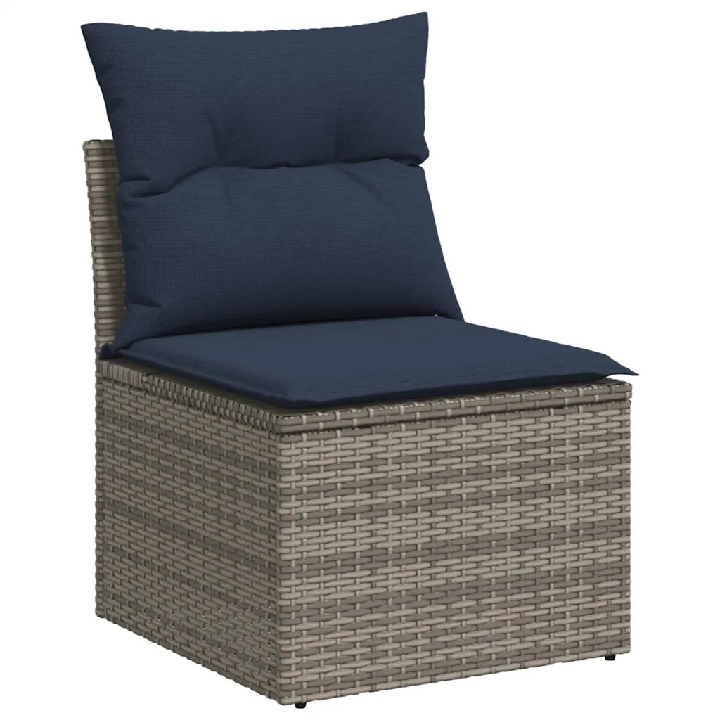 Set Divani da Giardino 9 pz con Cuscini Grigio in Polyrattan