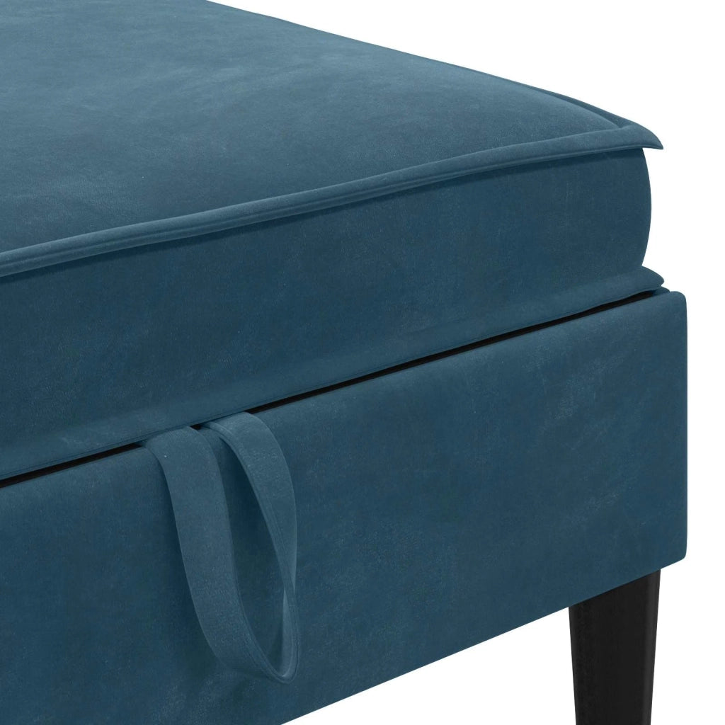 Pouf con Storage Blu Velluto 42027141