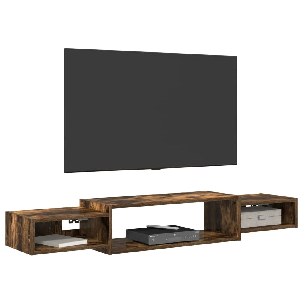 Mobile TV da Parete A parete-Credenza per TV sospesa Rovere Fumo 140 x 28 x 21 cm