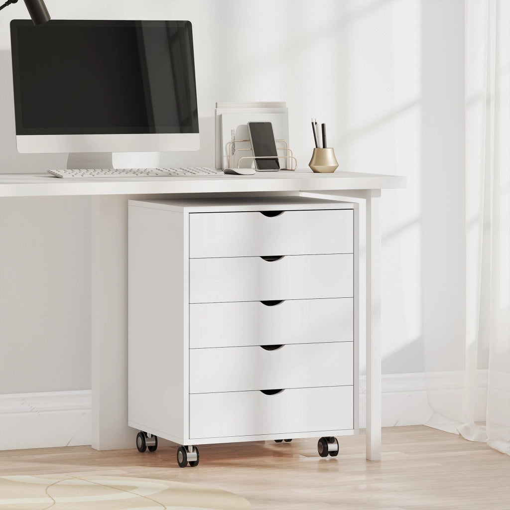 Scrivania con cassetti e ruote ¨C Xylo ¨C Bianco 90x50x75 cm