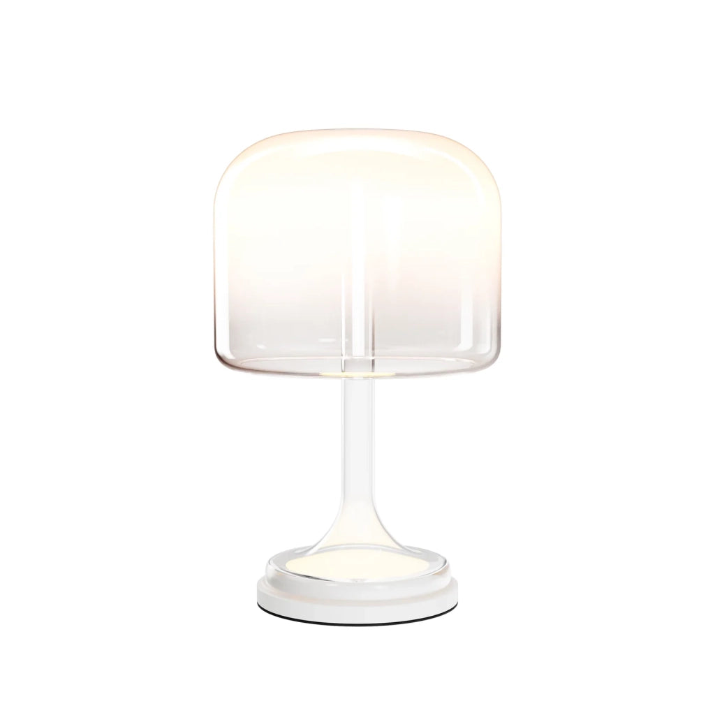 Maytoni Lampada da tavolo contemporanea Spirito 1 luce LED integrato bianco metallo vetro fumé