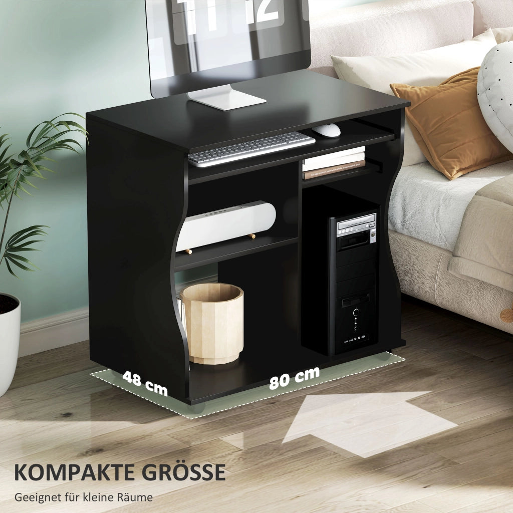 Scrivania con ruote e cassetti ¨C Minimal ¨C Nero 80x48x75 cm