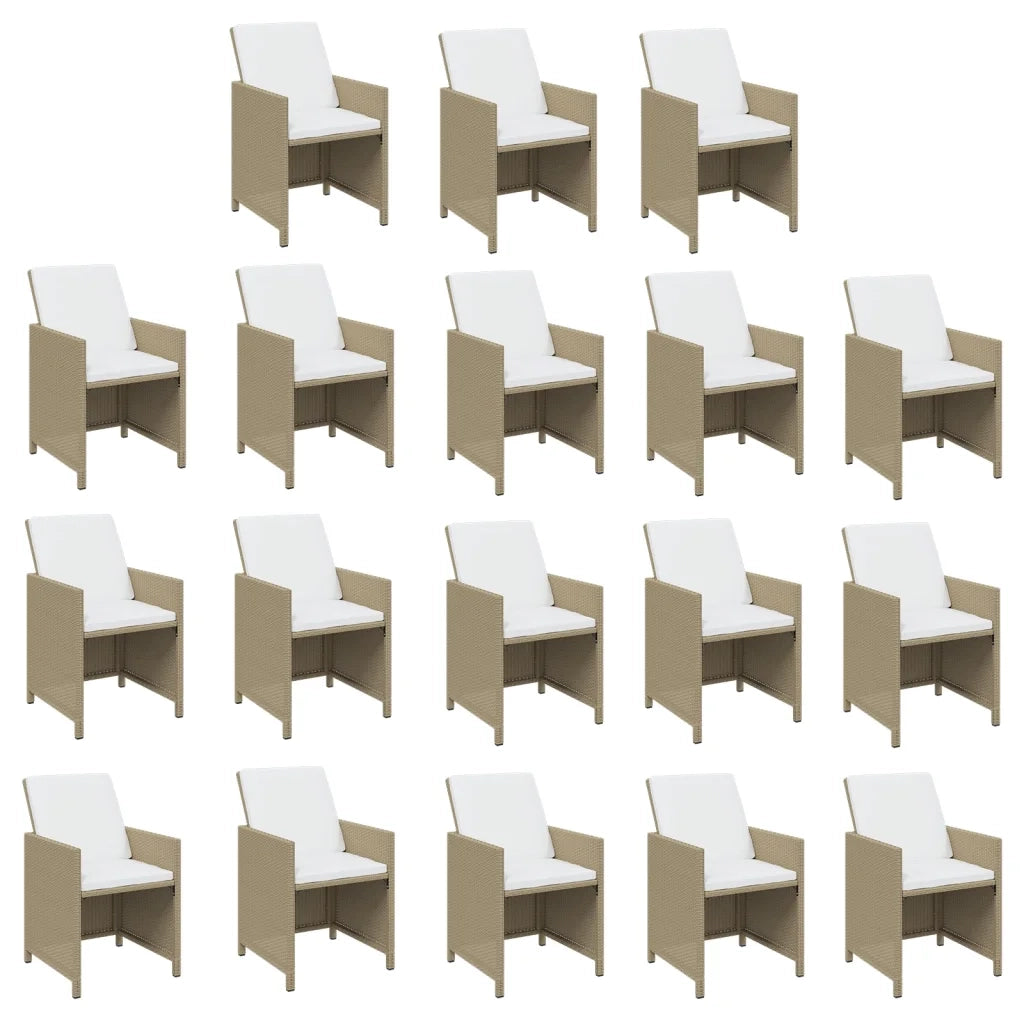 Set da Pranzo per Giardino 19pz con Cuscini in Polyrattan Beige 3095663