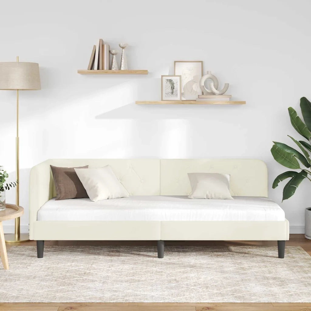 Cornice del letto ad angolo Crema 80 x 200 cm Velluto 42016593