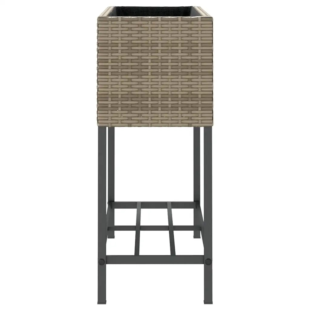 Fioriera da Giardino con Ripiano Grigia in Polyrattan 366389