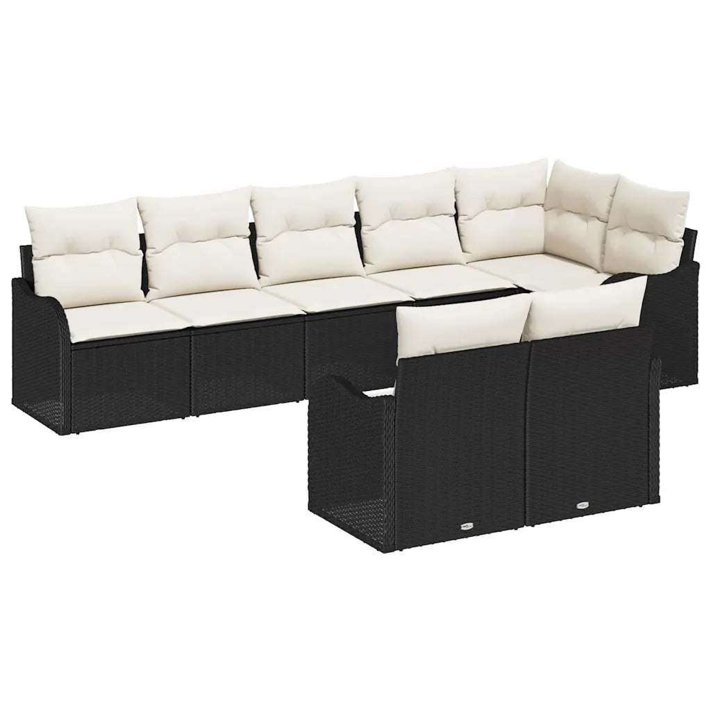 Set Divano da Giardino 8 pcs Nero polyrattan