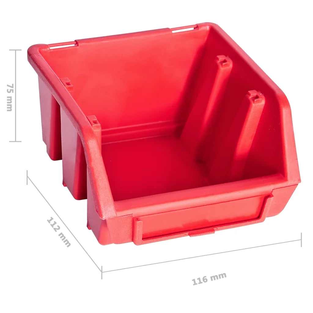 Kit Contenitori 34 pz con Pannelli a Parete Rosso e Nero CFW4798316