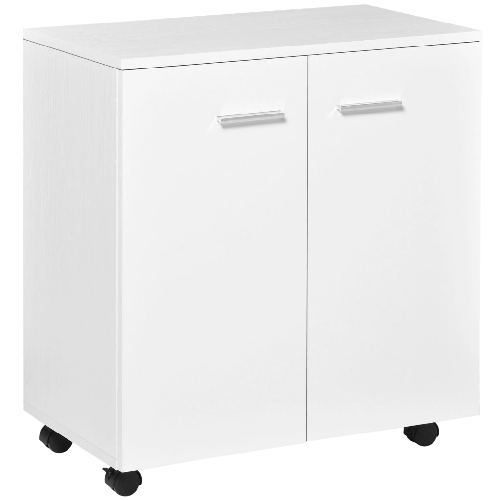 Mobile Portadocumenti ¨C Zephmum ¨C Legno con 2 ante e ruote, 60x35x65, Bianco