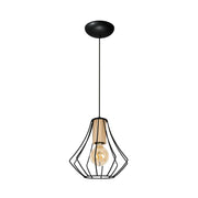 Lampada a sospensione Milagro WILL nera legno E27 Ø24cm