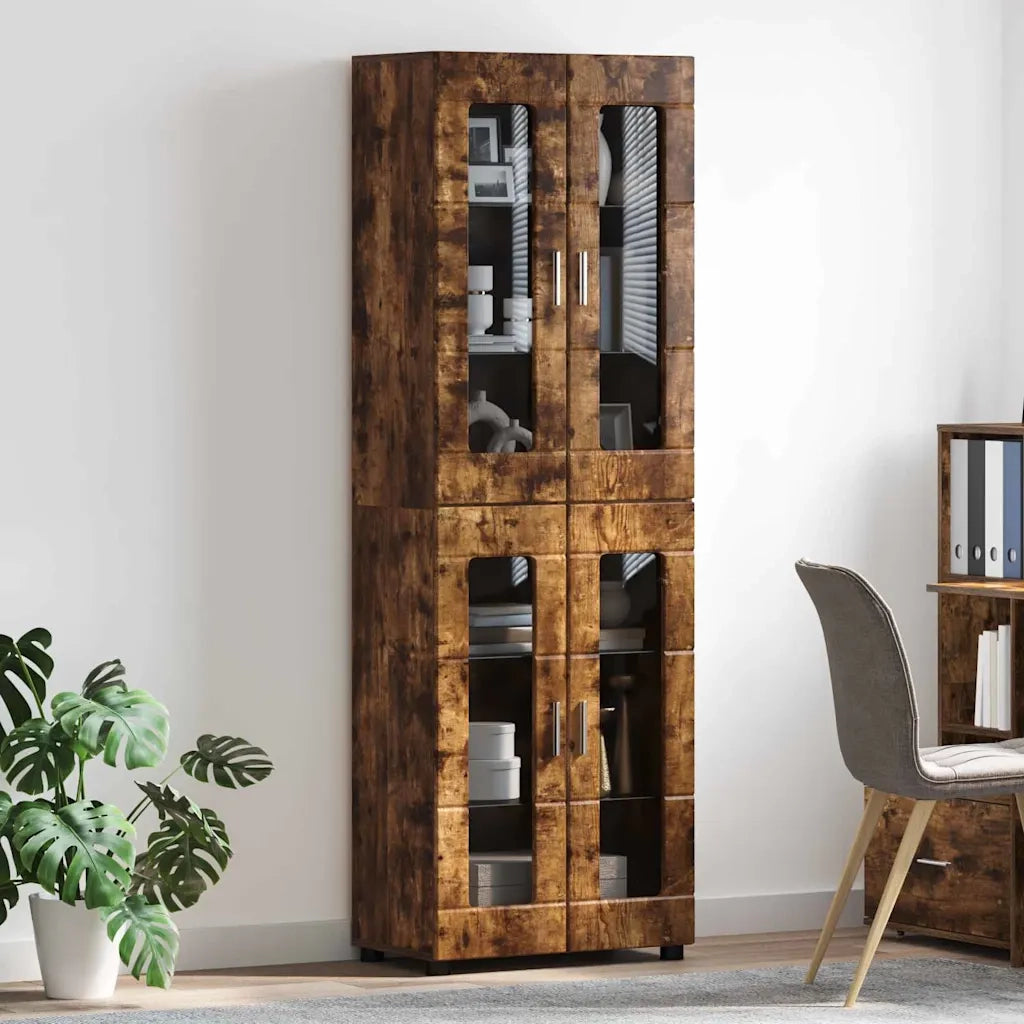 Credenza | Madia | Buffet da pranzo | Armadio da pranzo FLORIN Rovere fum¨¦ 60 x 35 x 182 cm Legno multistrato