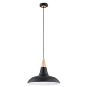 Lampada sospensione loft nera legno chiaro Ø38,5 E27