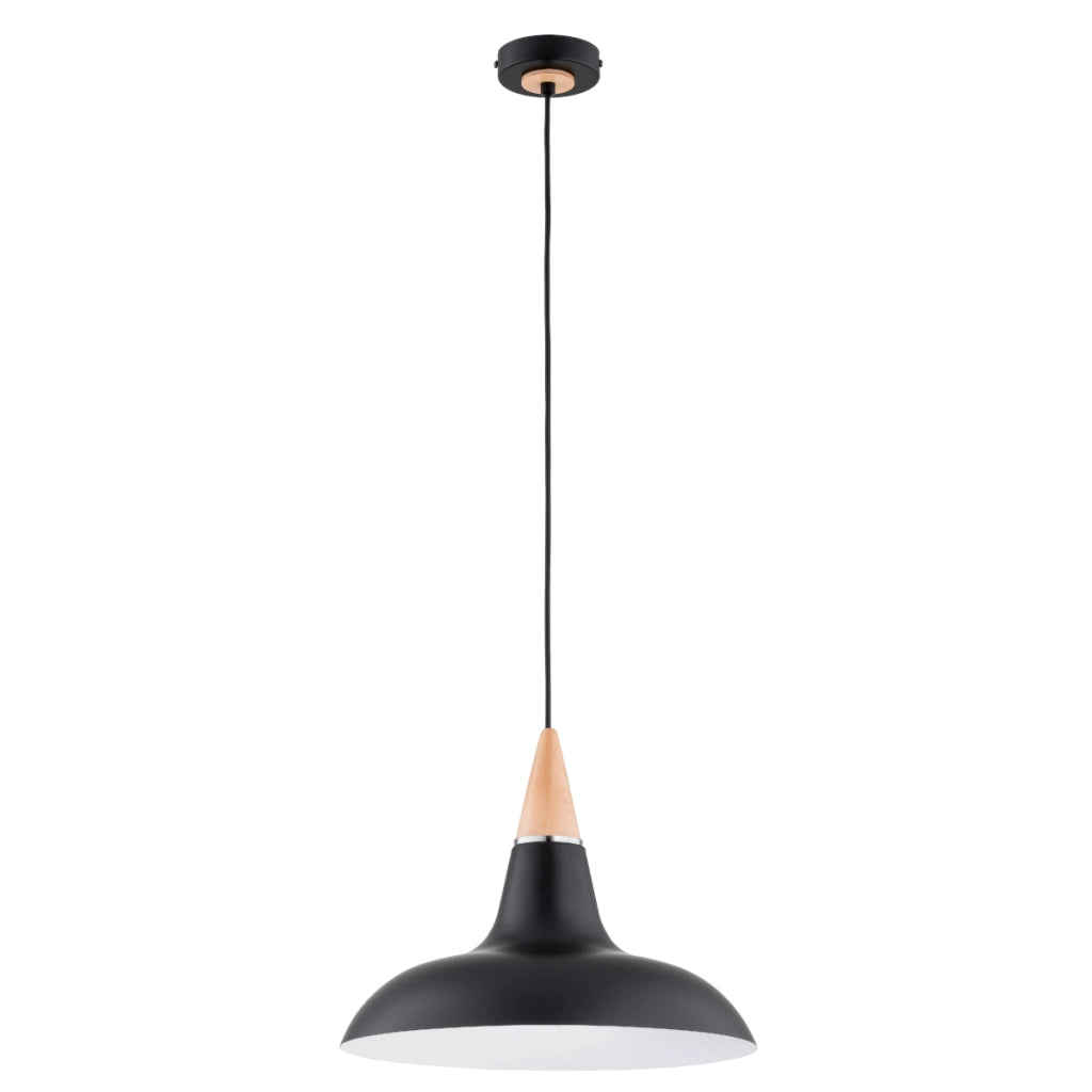 Lampada sospensione loft nera legno chiaro Ø38,5 E27