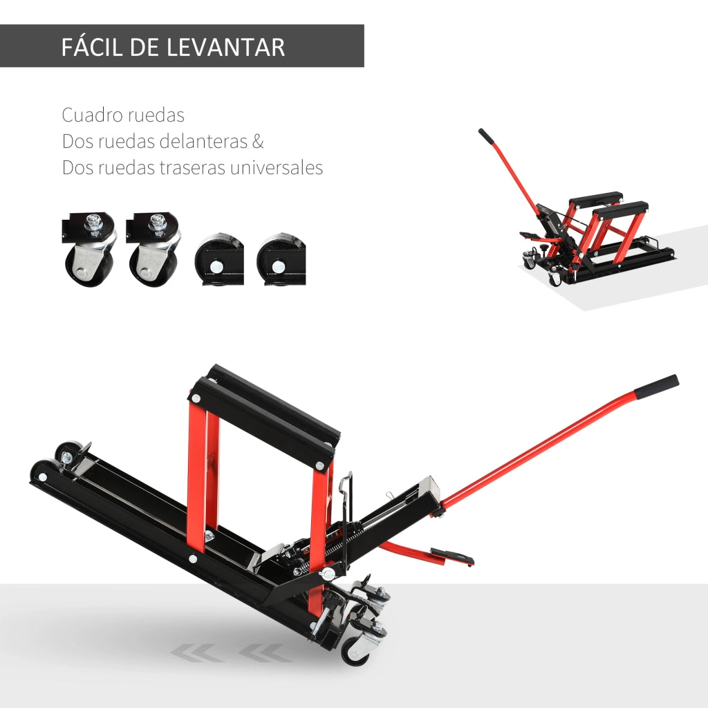 Cric Idraulico per Motocicli e ATV ¨C zephmum ¨C 110x36x67 cm, Nero e Rosso