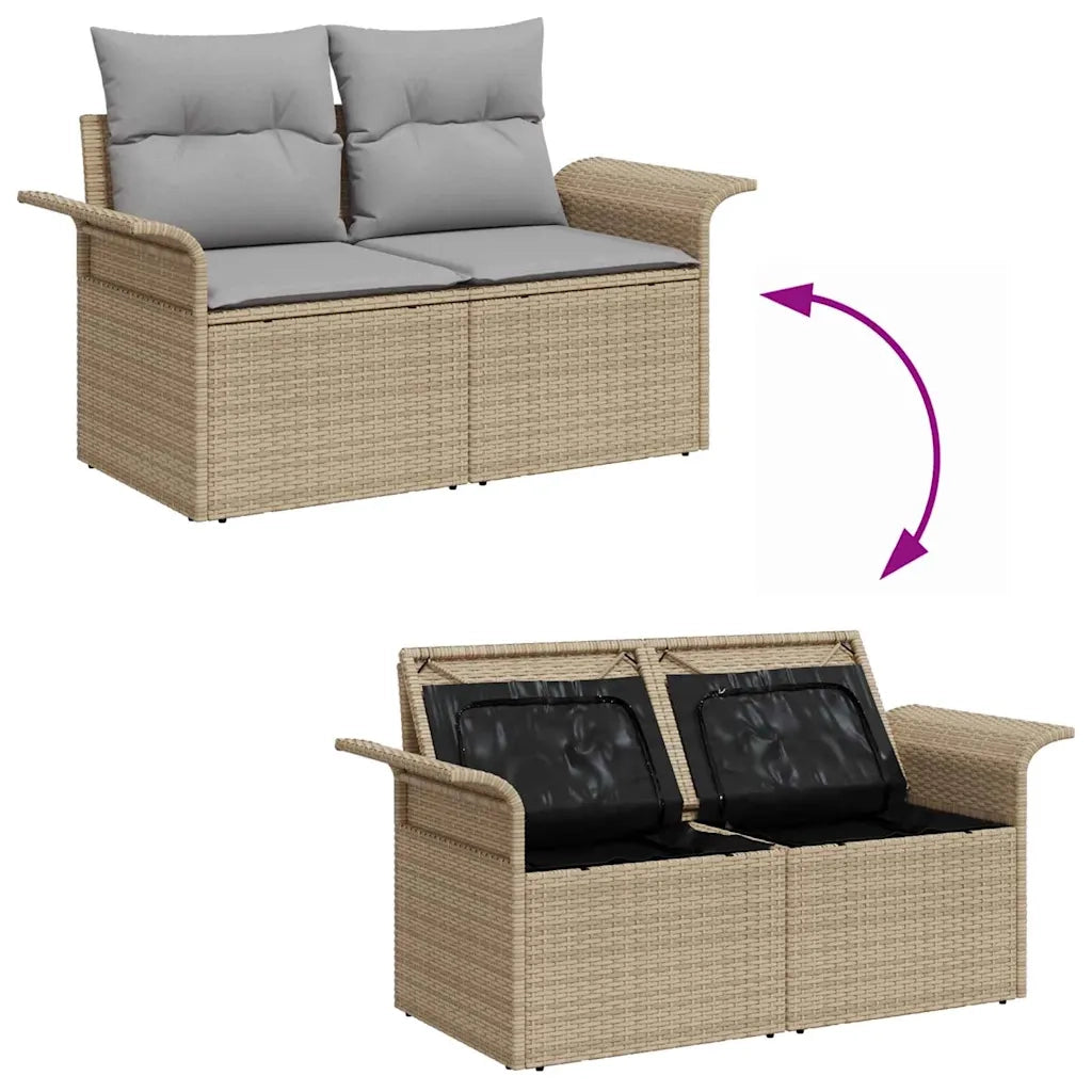 Set Divano da Giardino con cuscino 4 pcs Beige Poly Rattan 3353979