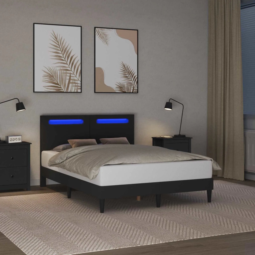 Letto matrimoniale | Letto per adulti | Struttura del letto con testiera Nero 160 x 200 cm Similpelle
