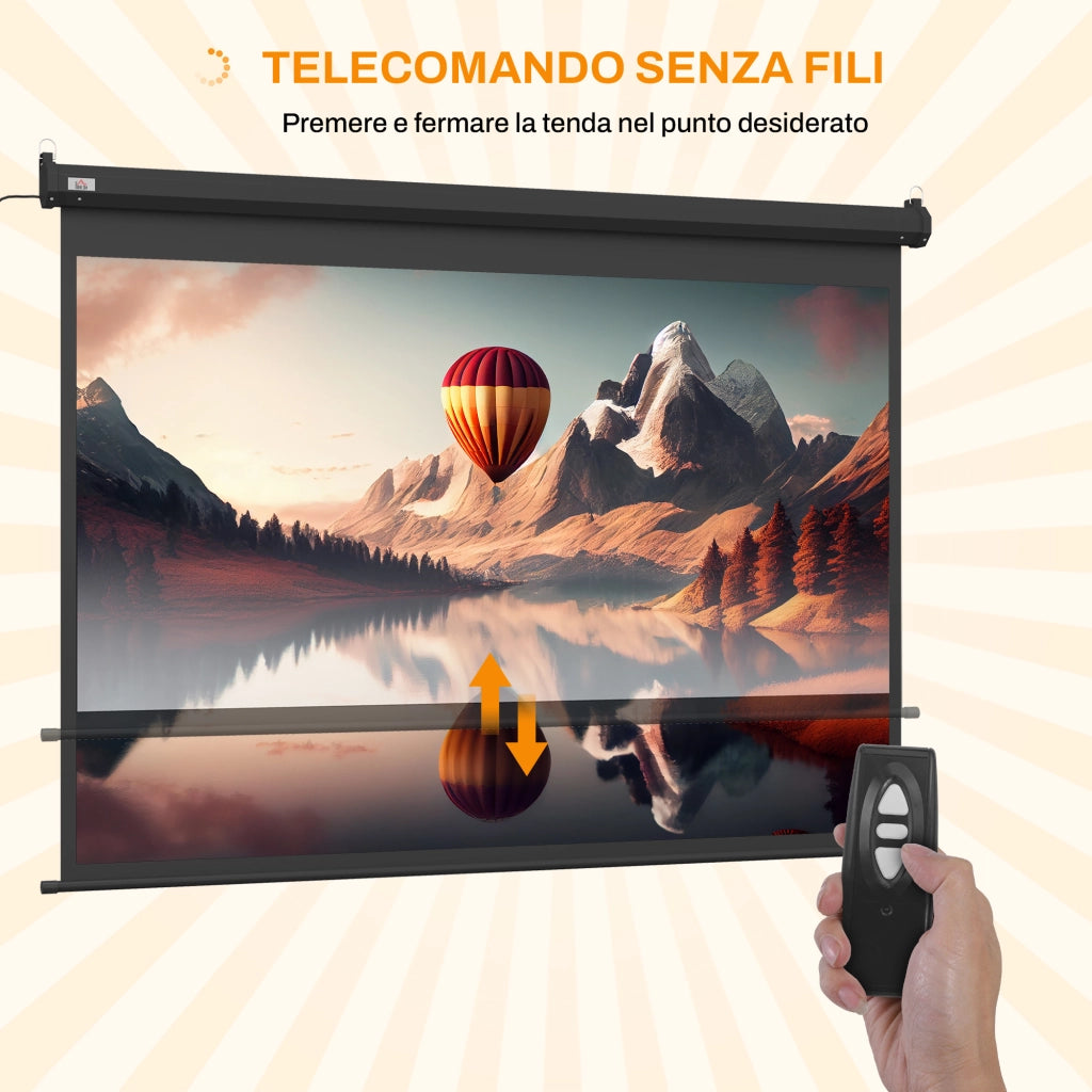Schermo per Proiettore 100 Pollici 4:3 Telecomando ¨C Minimal ¨C 203x152cm Nero