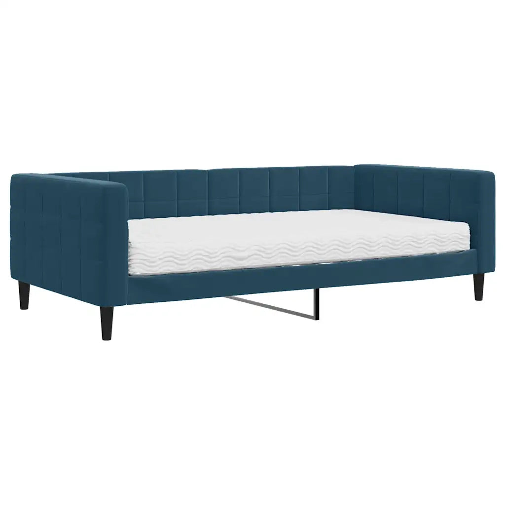 Divano letto | Sof¨¤ letto | Letto singolo con Materasso Blu 100x200 cm in Velluto