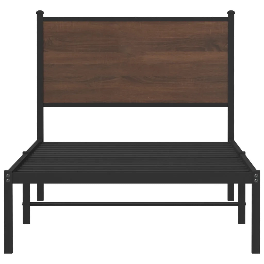 Letto singolo | Letto per adulti | Giroletto senza Materasso in Metallo Rovere Marrone 90x200 cm