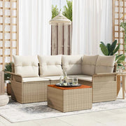 Set Divano da Giardino 5 pcs Beige e Crema polyrattan
