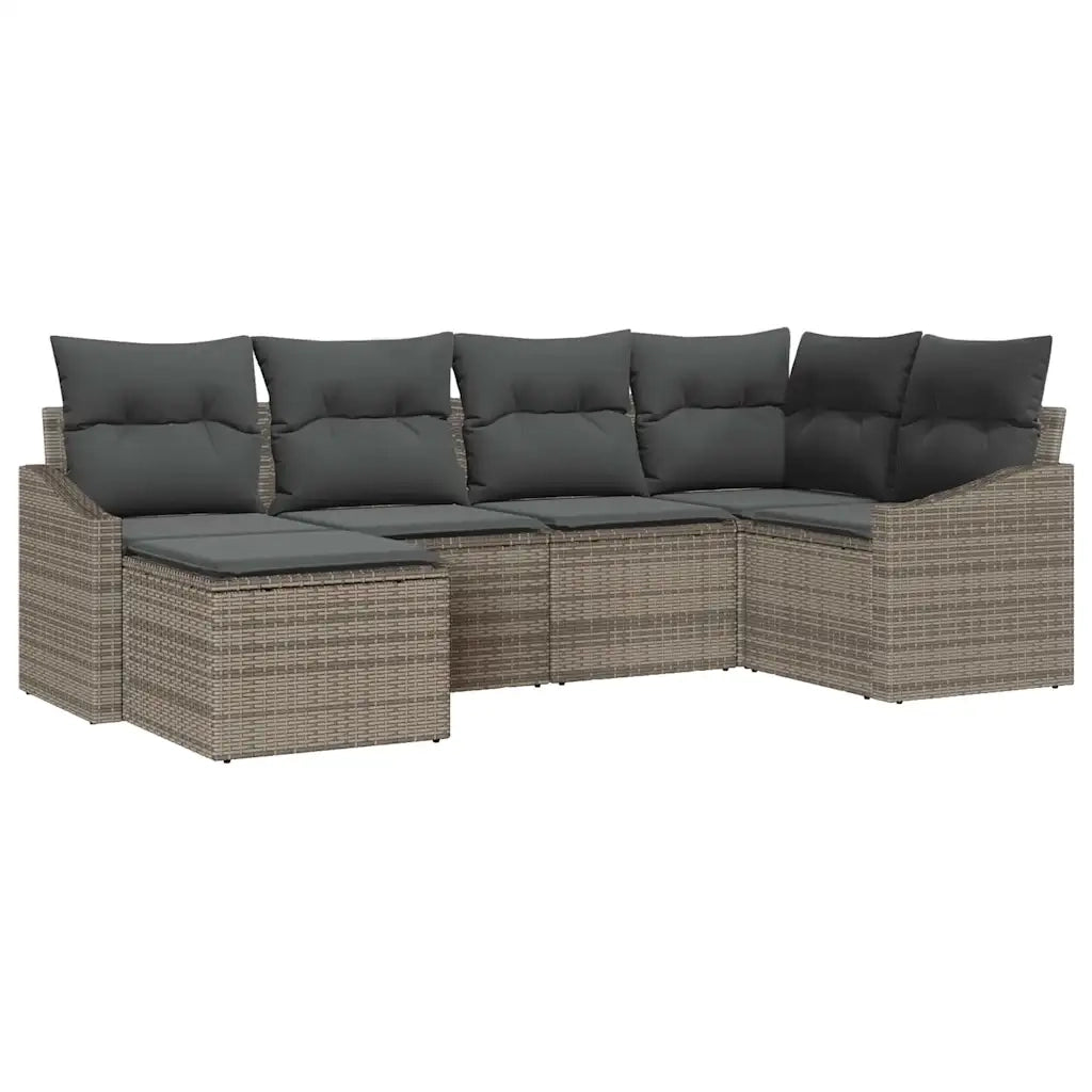 Set da Pranzo per Giardino con cuscino 6 pcs Grigio