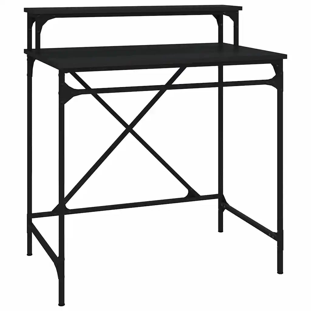 Scrivania | Tavolo da Ufficio Nera 80x50x90 cm in Legno Multistrato e Ferro