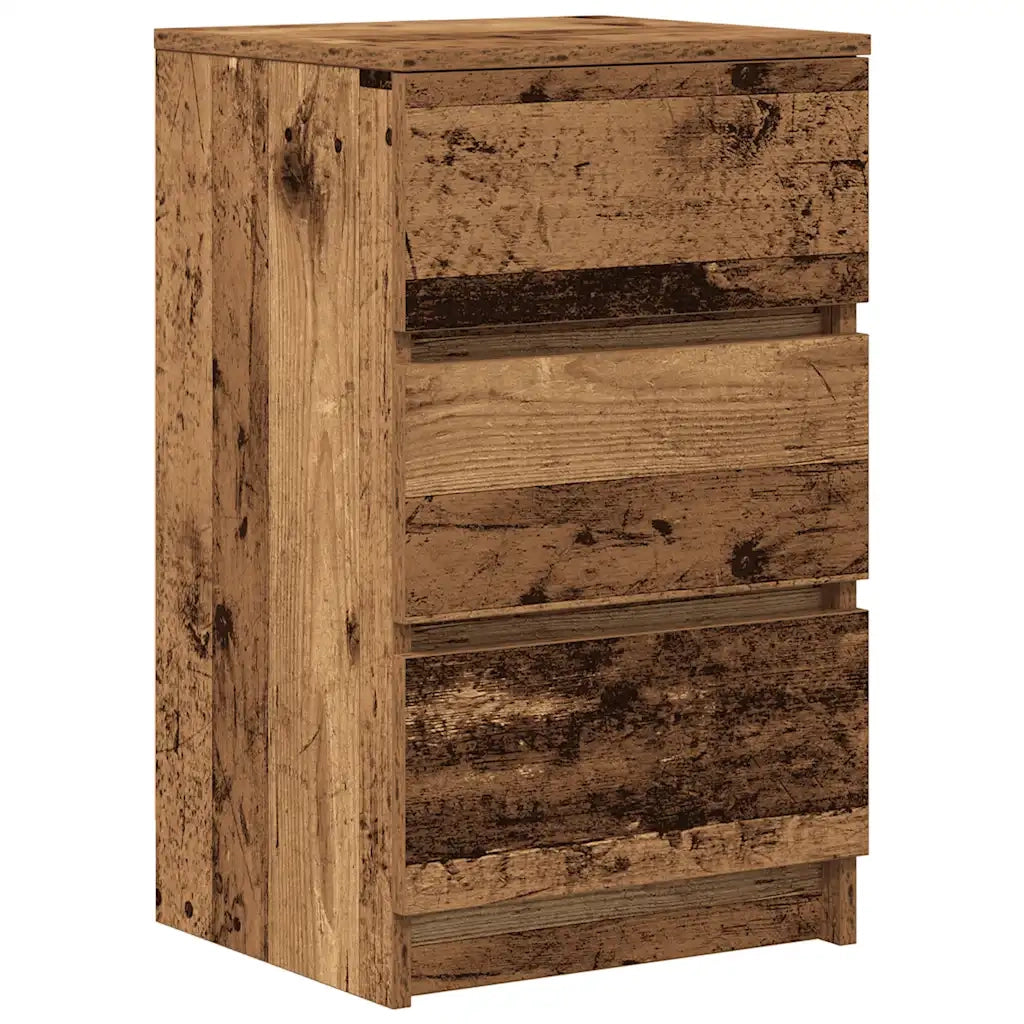 Comodini con 3 Cassetti 2 pz Legno Antico 39x35x65 cm 861352