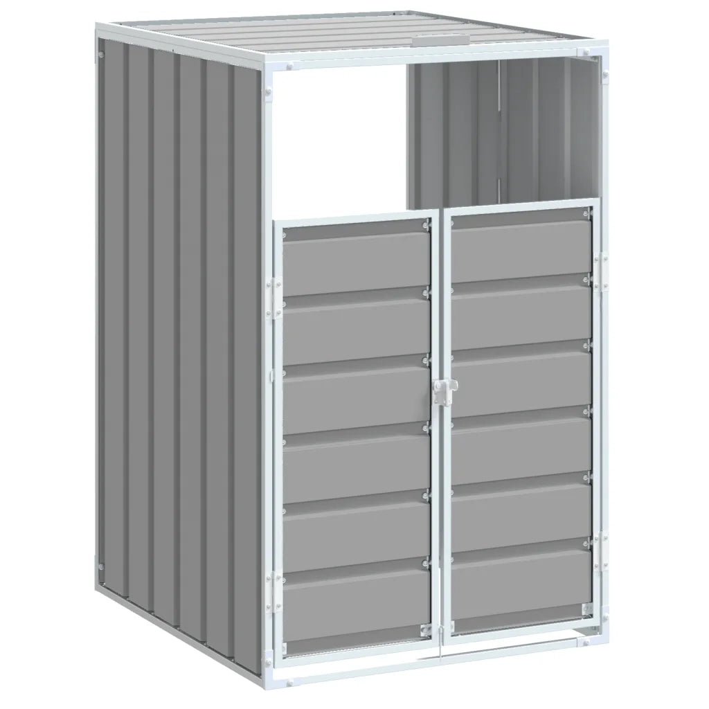 Copribidone con Ruote Bidone Singolo Grigio 72x81x115cm Acciaio