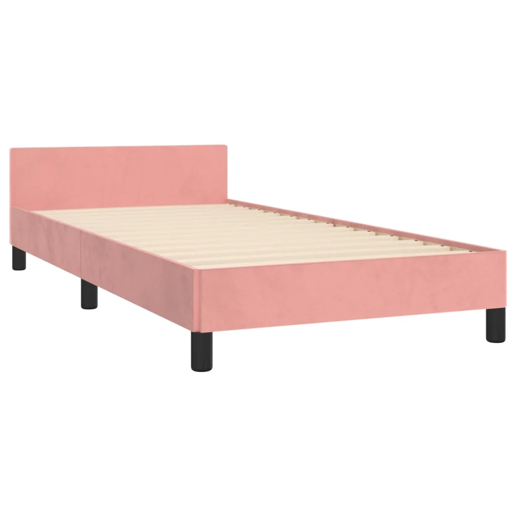 Giroletto con Testiera-Letto con Testiera Rosa 90x190 cm in Velluto 520322