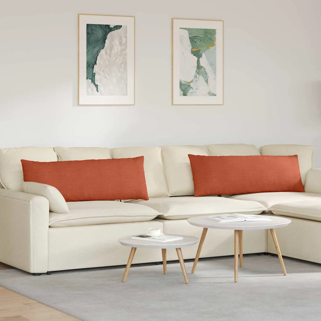Cuscini da Divano 2 pz-Set di 2 Cuscini per Sofa Rosso Arancio 120 x 40 cm