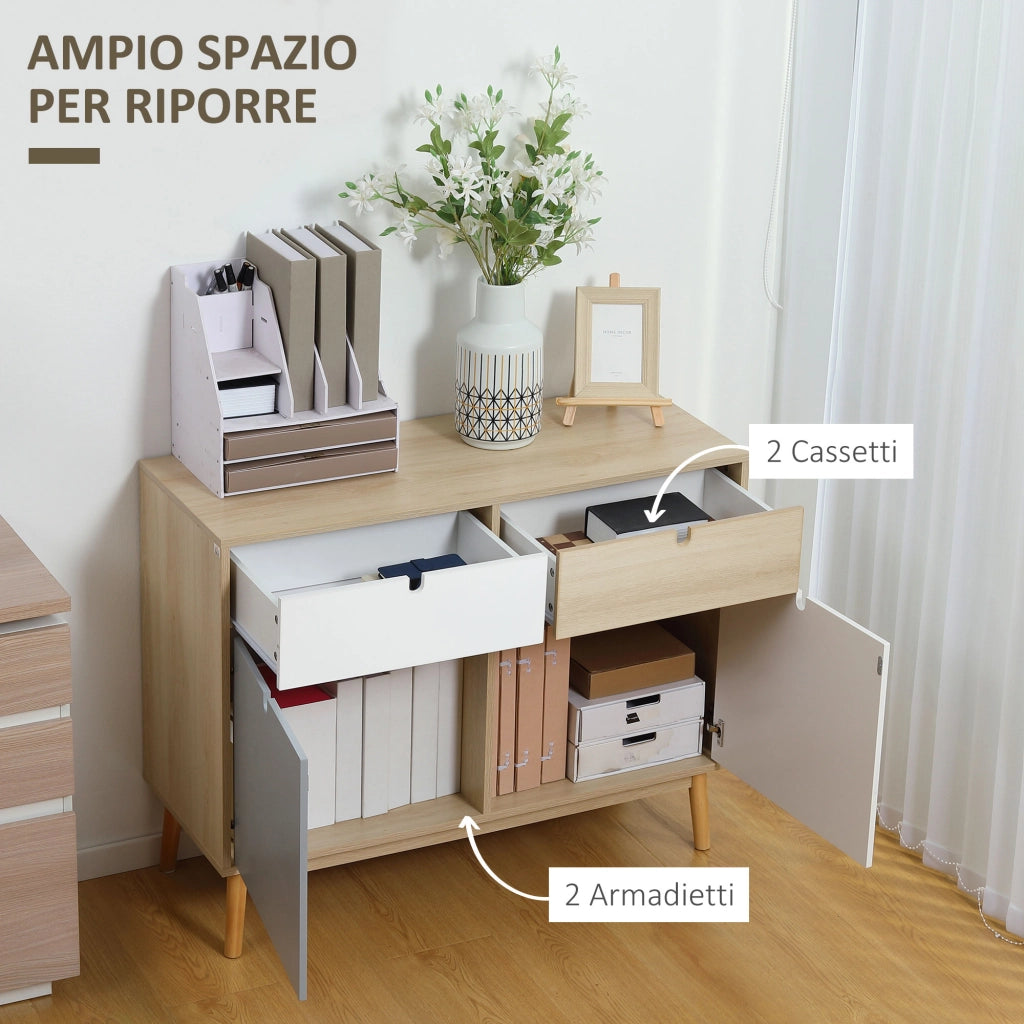 Armadio Battente con Cassetti ¨C zephmum ¨C Multicolore 100x40x79.5cm