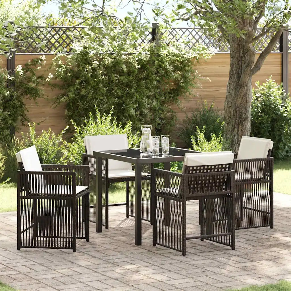 Set da Pranzo per Giardino 5 pcs Marrone polyrattan