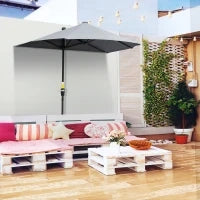 2 x 2 m Ombrellone a Mezzaluna per Balcone con Staffa Impermeabile per Giardini Terrazze Cortili 100% Poliestere Grigio Scuro