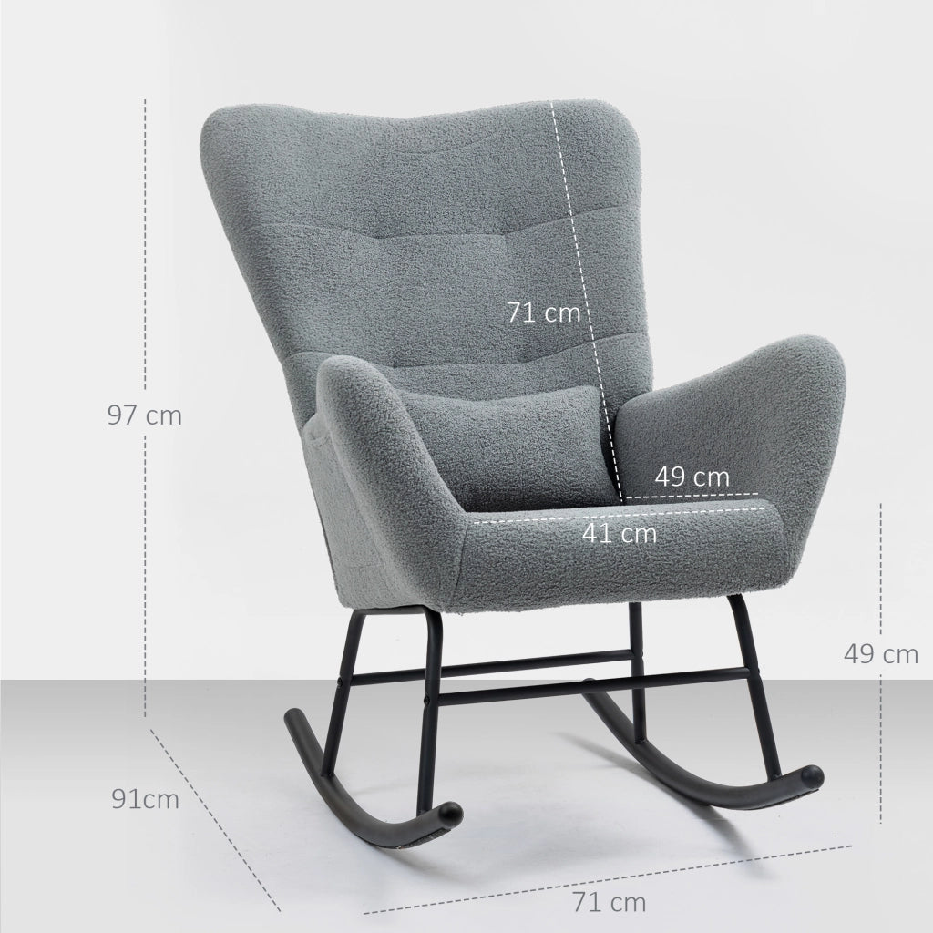 Poltrona Dondolo ¨C Minimal ¨C Grigio Tessuto Imbottito