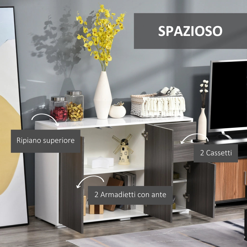Mobile Multiuso con 2 Cassetti e 2 Ante ¨C Xylo ¨C Grigio