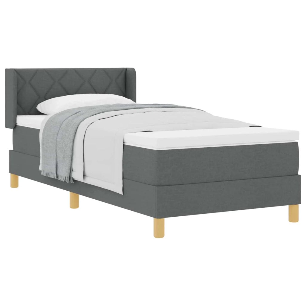 Letto a molle con testiera Grigio scuro 200 x 100 cm Poliestere