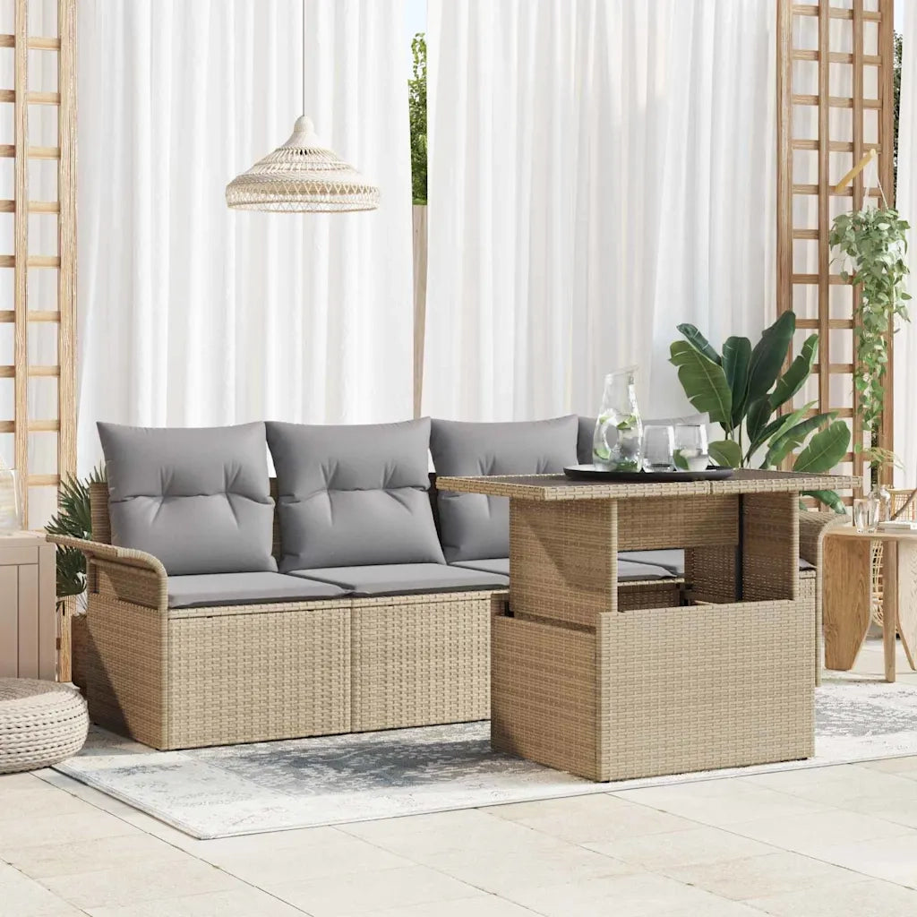 Set Divano da Giardino 5 pcs Beige Rattan in Polipropilene 3356923