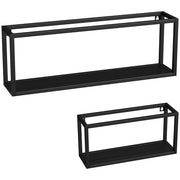 Mensole da Parete Set 2 Pezzi ¨C Xylo ¨C Metallo Nero 15kg
