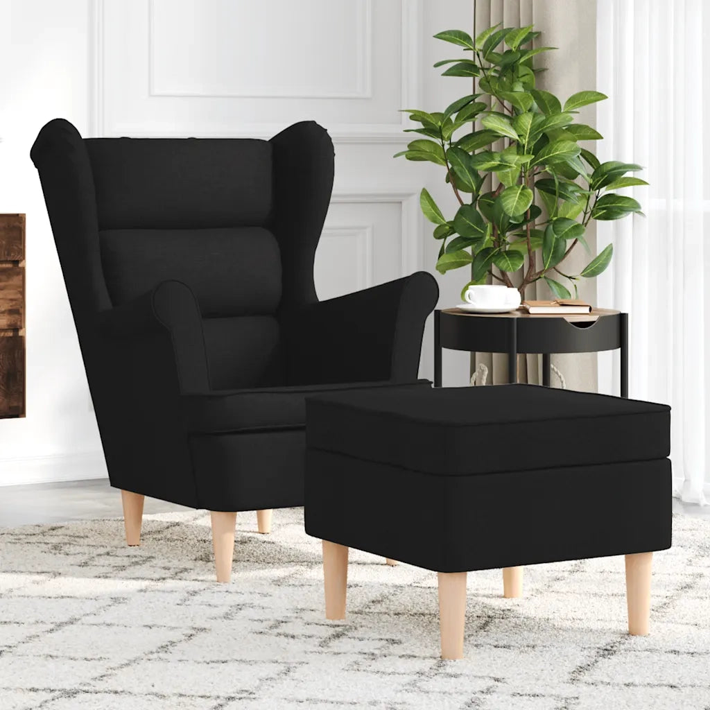Poltrona con Poggiapiedi Nera in Tessuto 3307991