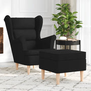 Poltrona con Poggiapiedi Nera in Tessuto 3307991