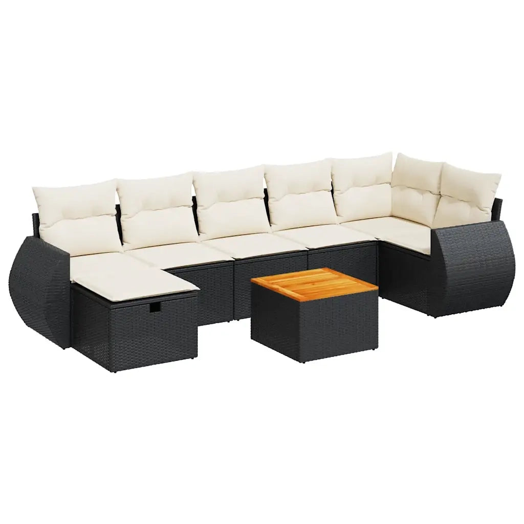 Set Divani da Giardino con Cuscini 8 pz Nero in Polyrattan 3325850