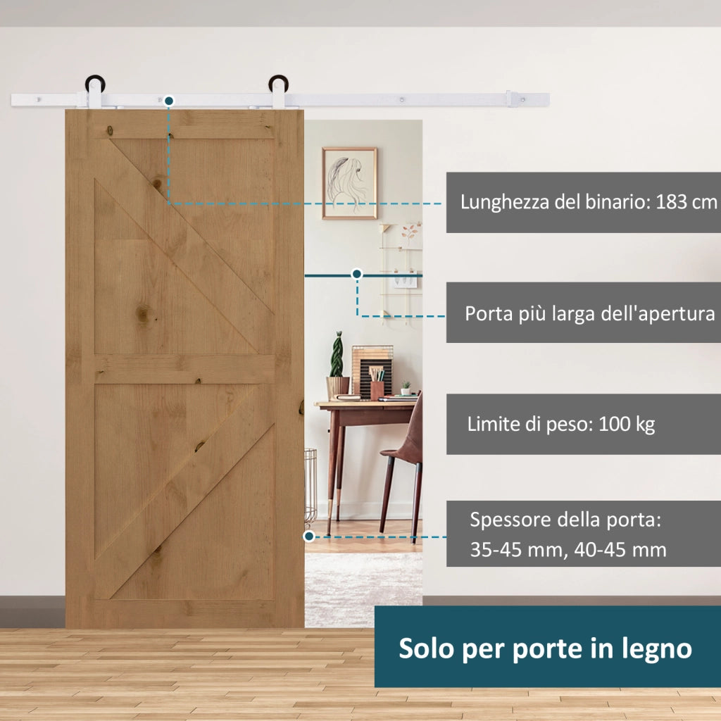 Porta Scorrevole con Binario 183cm ¨C Minimal ¨C Bianco