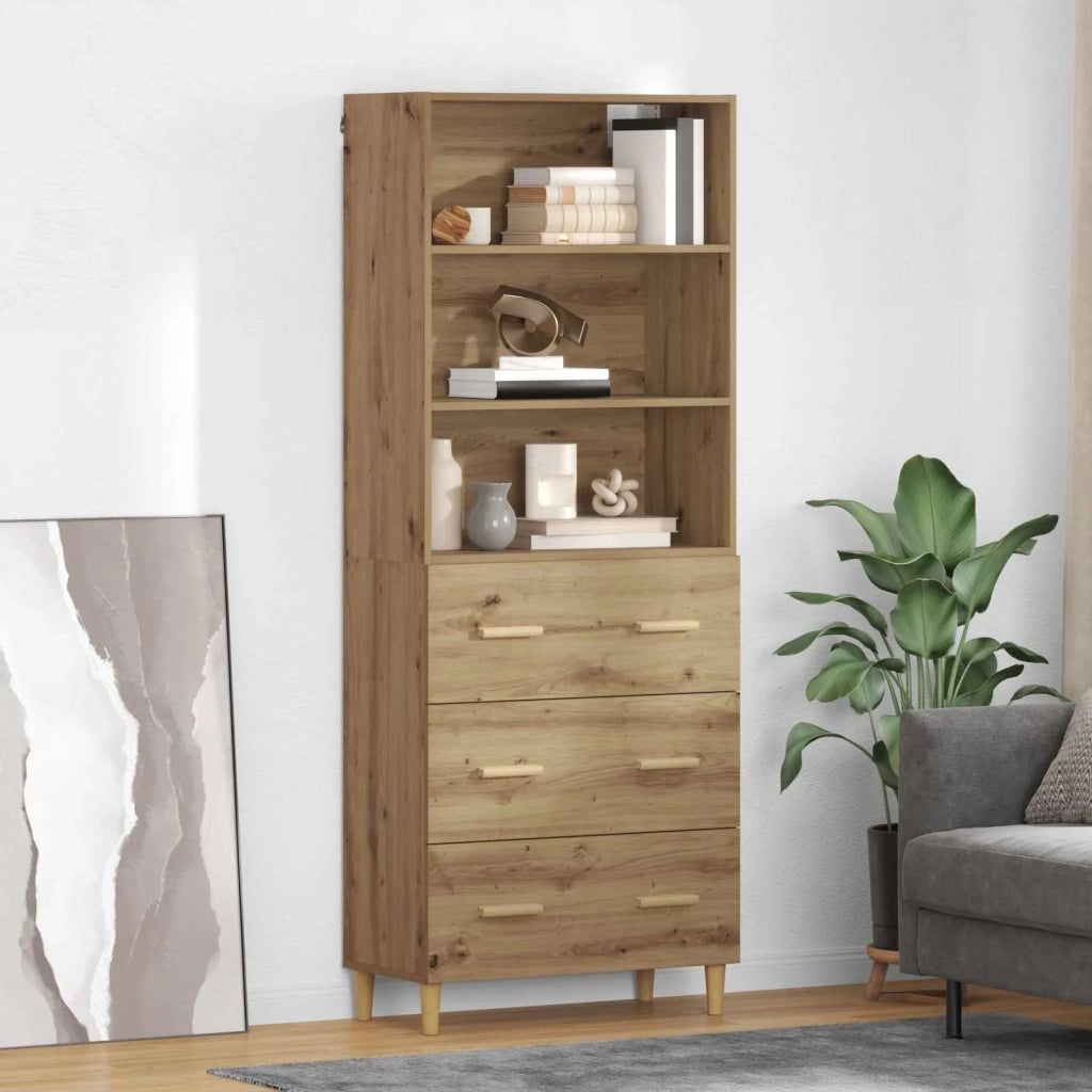 Credenza con Cassetto-Buffet-Armadio da cucina Rovere artigianale 69,5 x 32,5 x 180 cm 672417