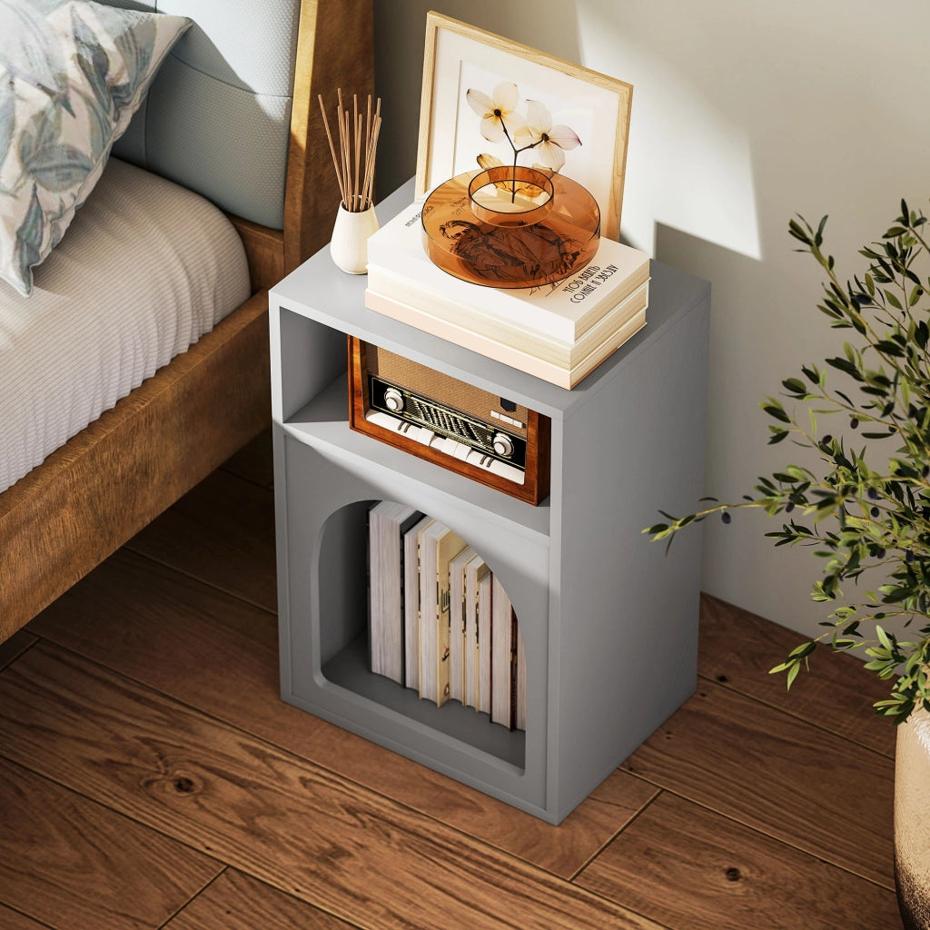 Set 2 comodini con ripiano aperto design moderno ¨C Xylo ¨C grigio 40x30x60 cm