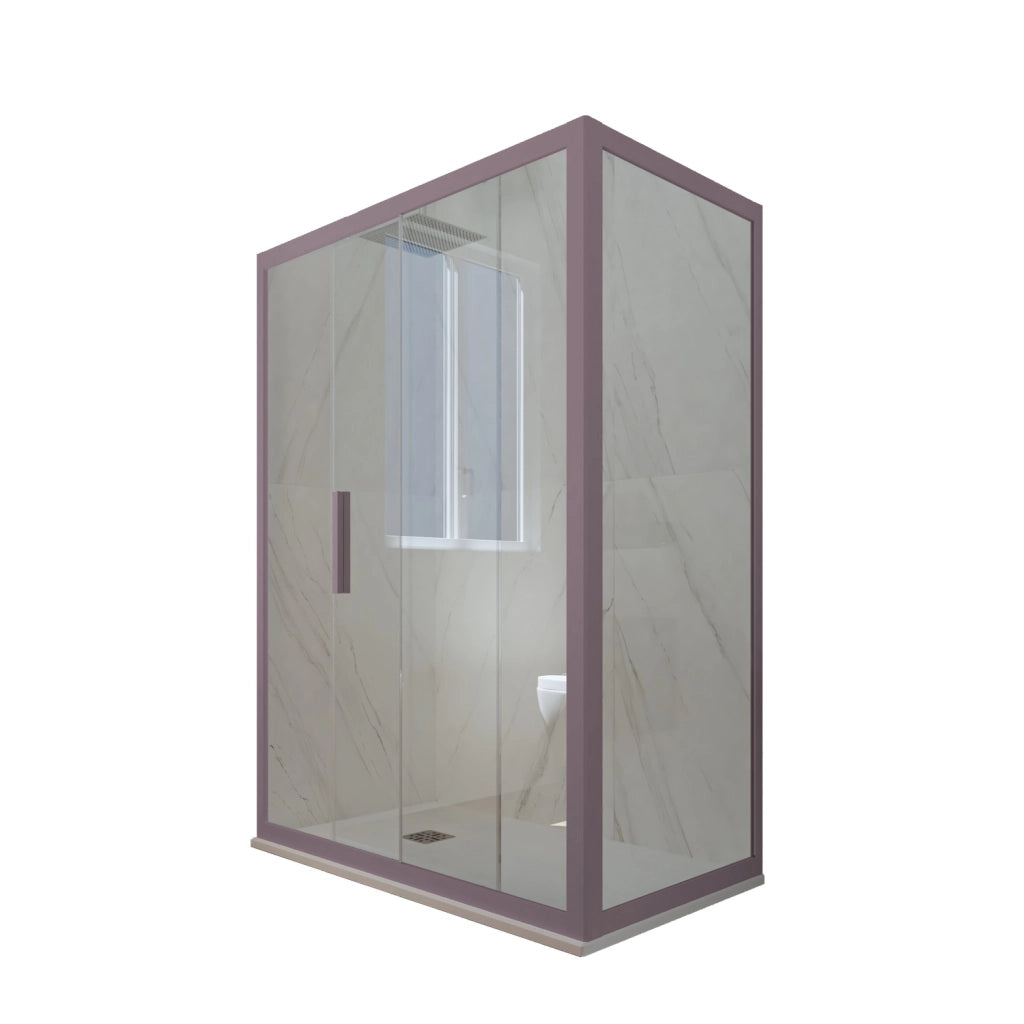 Box doccia scorrevole 80x100 CM H 200 Vetro Trasparente Profilo Lavanda mod. Deco Duo