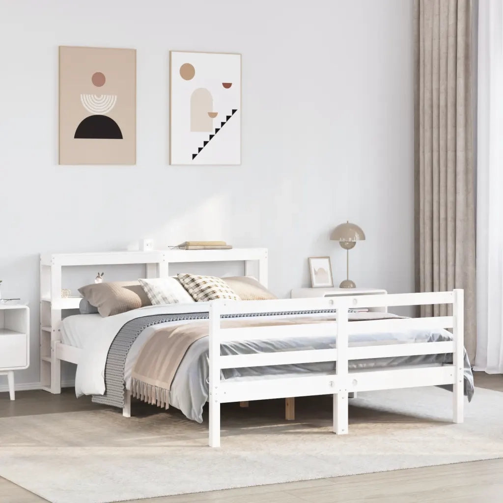 Letto senza Materasso-Struttura Letto Bianco 120x200 cm Legno Massello di Pino 774360