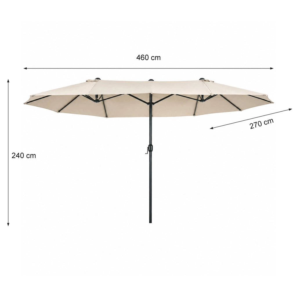 Parasole Ombrellone Doppio Rettangolare Per Giardino Piscina E Terrazzo Copertura Ombra Extra Large Schermatura Solare Per Aree Relax Cortile Veranda E Spazi Esterni 4.6 x 2.4 M Beige