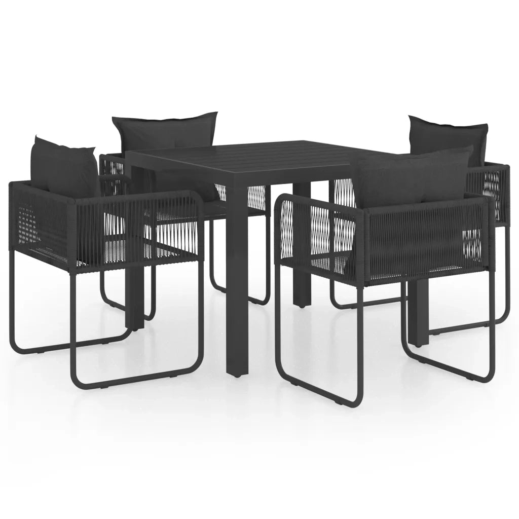 Set da Pranzo da Giardino 5 pz in Rattan PVC Nero 3060101