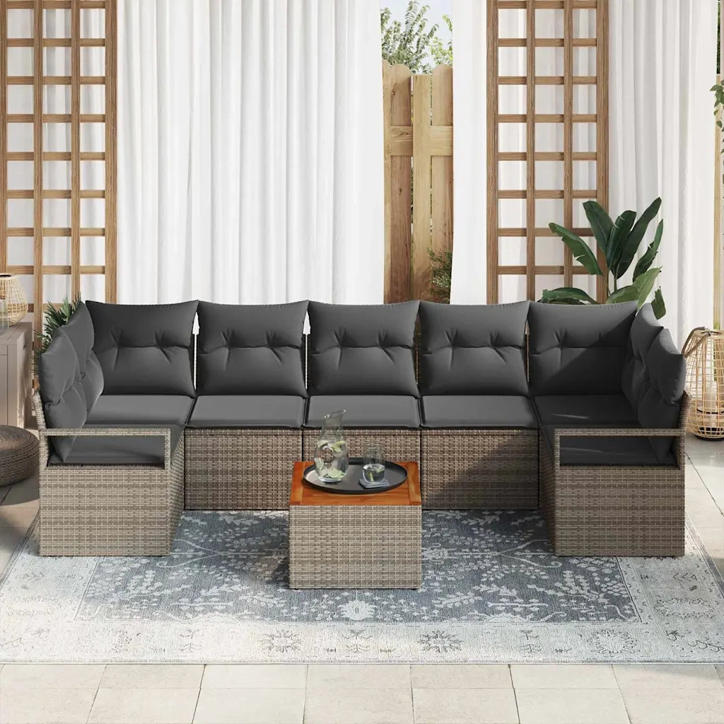 Set Divano da Giardino 8 pcs Grigio polyrattan